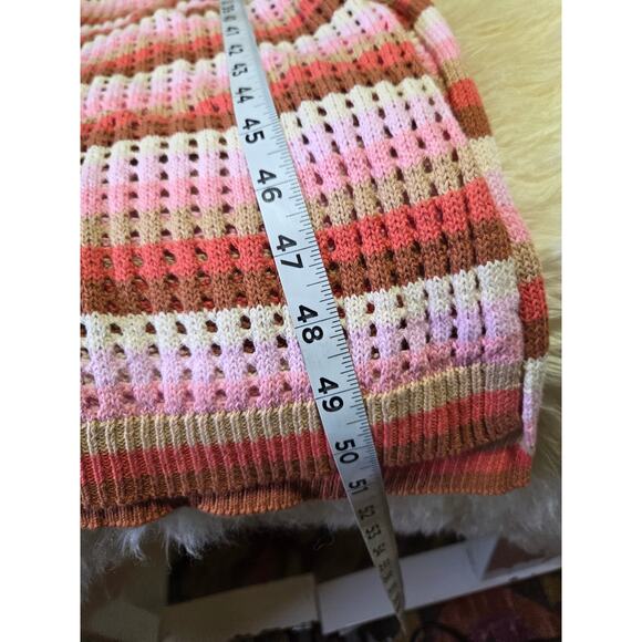 C & C California Neapolitan Crocheted Striped Pastel lined beach cover dress - Picture 5 of 9